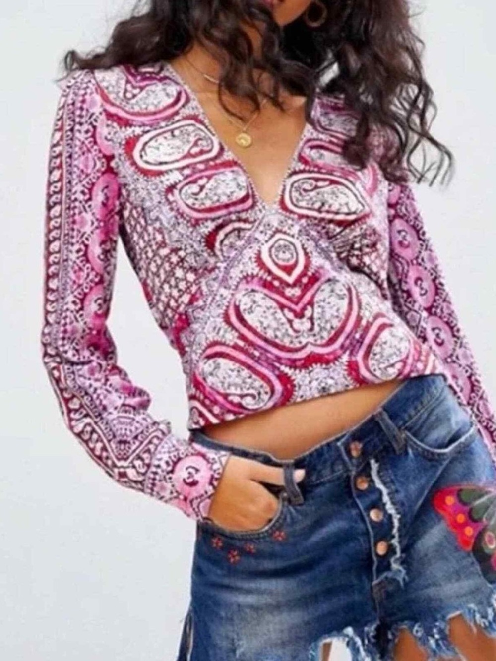 Free People Wild and Free Paisley Crop Top